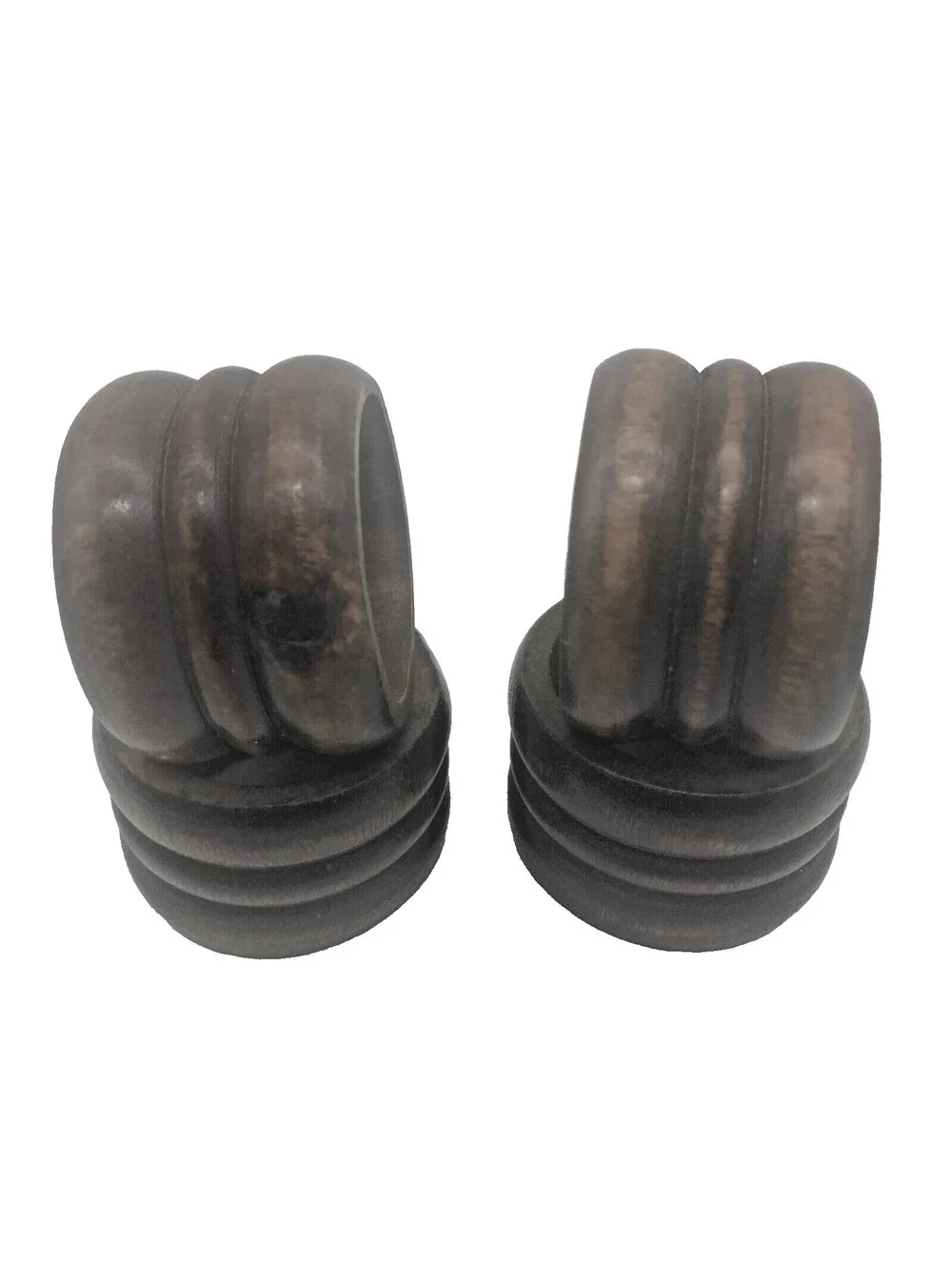 Vintage Carved Wooden Napkin Rings Holders Set Of 4 Ribbed Wood